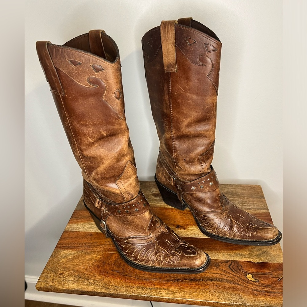 MIA Thunderbird Wings Brown Leather Western Cowboy Rock Star Boots Womens 7M